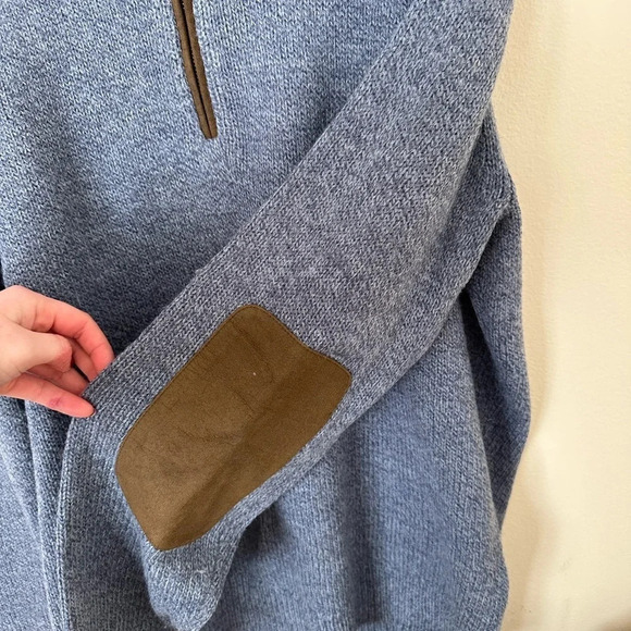 Men's Large Michael Kors Blue Pullover with Brown Arm Patches - Picture 5 of 5